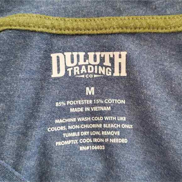 Duluth Trading Co Polo Shirt Men's M Blue Chambray Gusset Arms No Pocket Comfort - Picture 9 of 11
